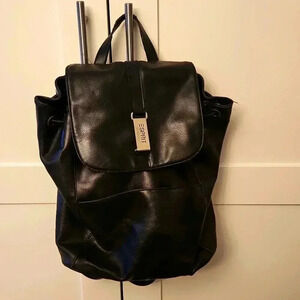 Espirit Vintage Faux Leather backpack purse black 90's